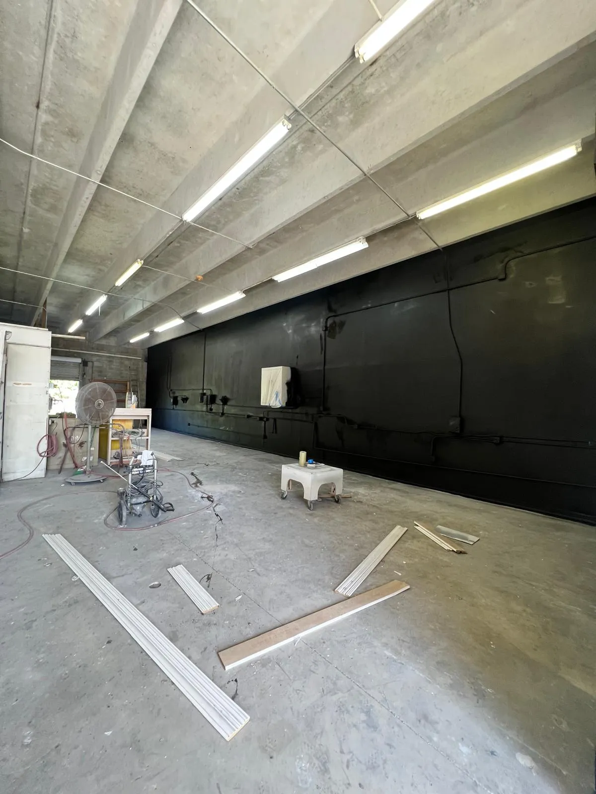 Body shop bay being built out at Craft Collision in Lake Worth Beach